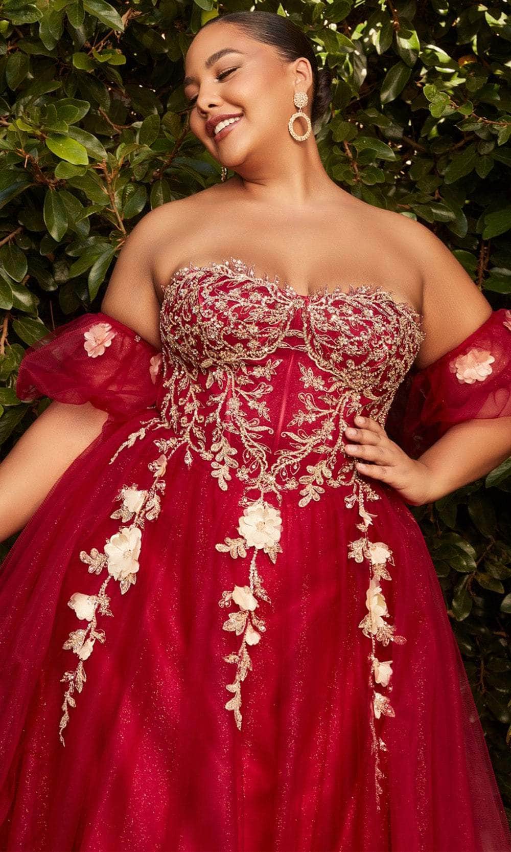 Cinderella Divine CD0191C - Glitter Print Corset Prom Dress - detail view