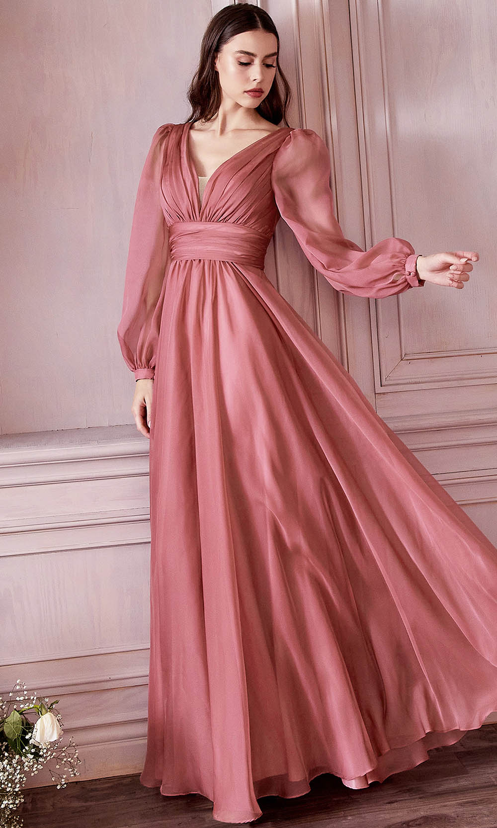 Cinderella Divine CD0192 - Bishop Sleeve Evening Dress - view 9