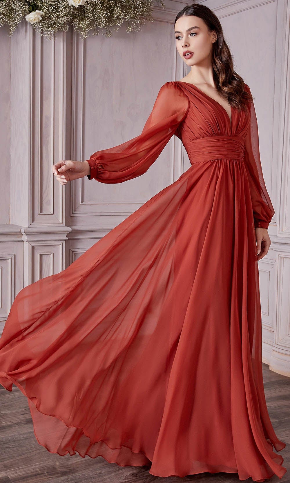 evening dresses with sleeves Cinderella Divine CD0192 Color:Blue/Pink 1950's Madame X Jet Chiffon Lining NY30SALE