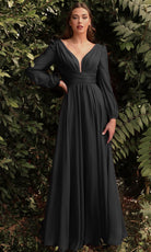 Cinderella Divine CD0192 - Bishop Sleeve Evening Dress - detail view