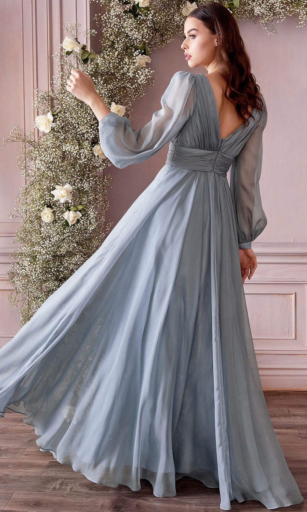 Cinderella Divine CD0192 - Bishop Sleeve Evening Dress - back view