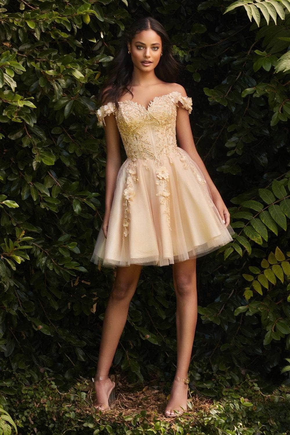 Cinderella Divine CD0194 - Floral Short Prom Dress - back view