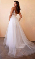 Cinderella Divine CD0195W - Floral Lace Tulle Wedding Gown - back view