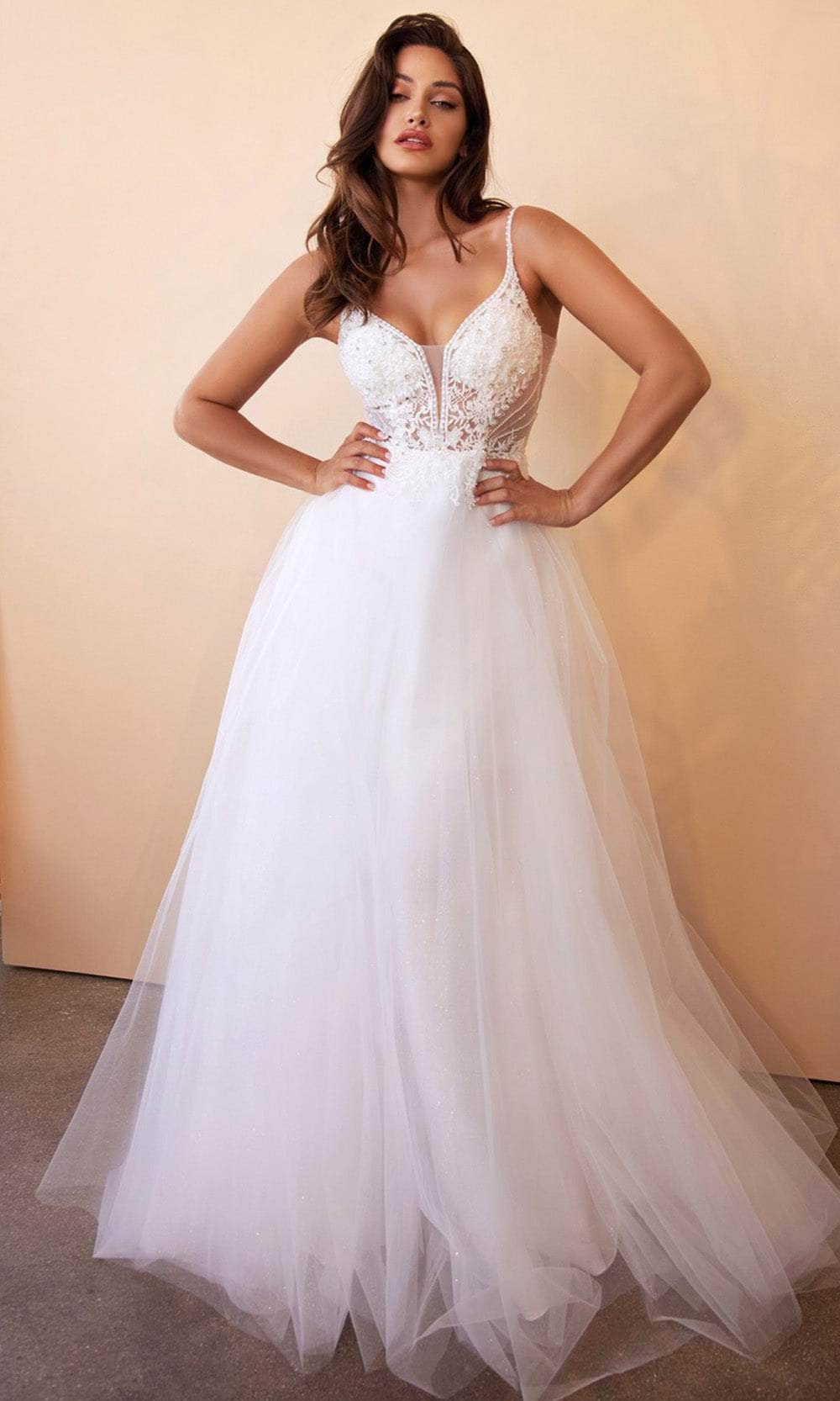 Cinderella Divine CD0195W - Floral Lace Tulle Wedding Gown - Silhouette Dresses