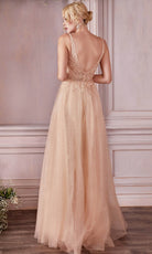 Cinderella Divine CD0196 - Sleeveless V-neck Long Gown - detail view
