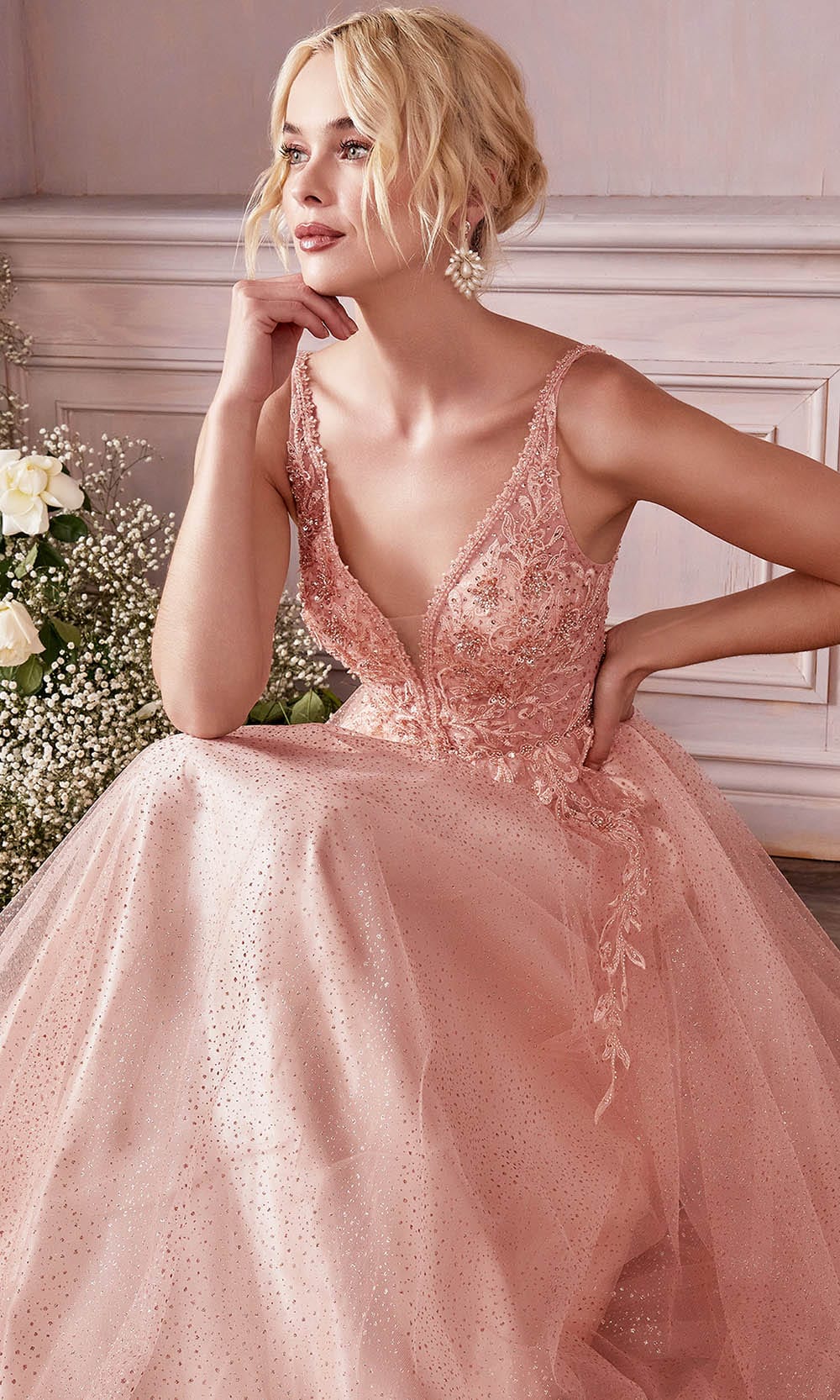 Cinderella Divine CD0196 - Sleeveless V-neck Long Gown - designer prom dress at Silhouette Dresses