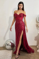 Cinderella Divine CD0203 - Off-Shoulder Corset Prom Dress - back view