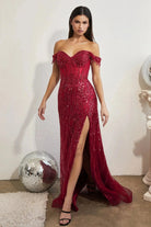 Cinderella Divine CD0203 - Off-Shoulder Corset Prom Dress