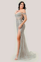 Cinderella Divine CD0203 - Off-Shoulder Corset Prom Dress