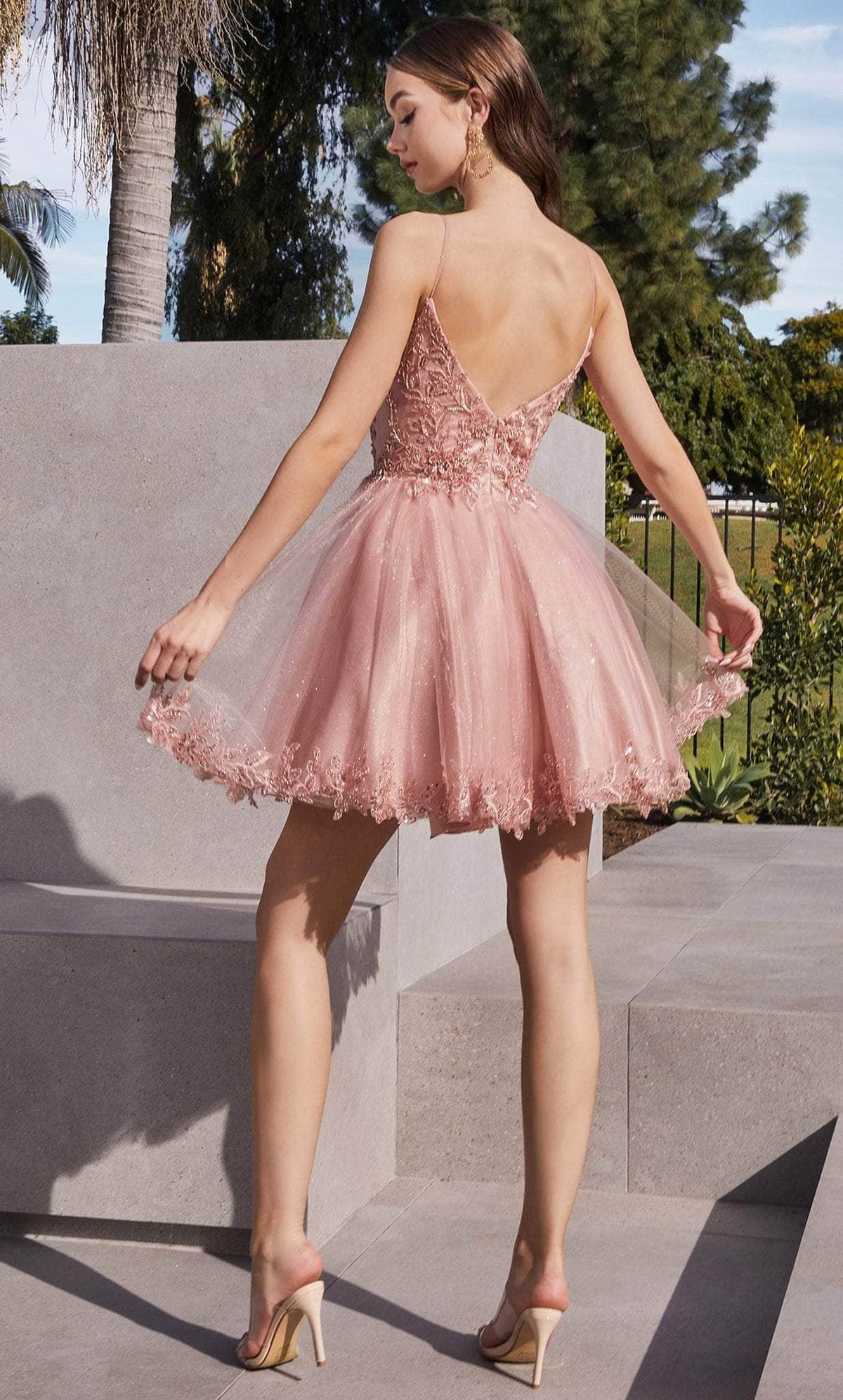 Cinderella Divine CD0213 - Sleeveless with Embroidery Cocktail Dress - back view
