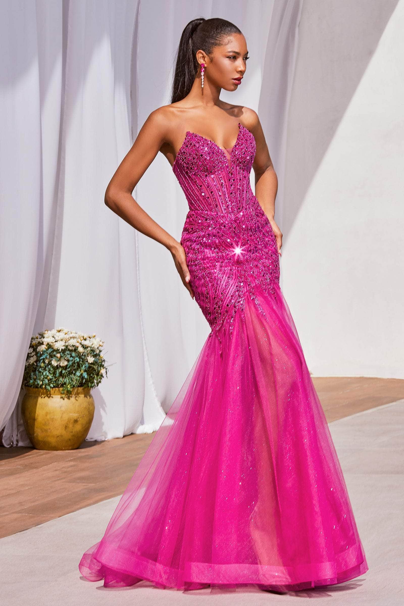 Cinderella Divine CD0214 - Stone Embellished Off-Shoulder Gown - view 14