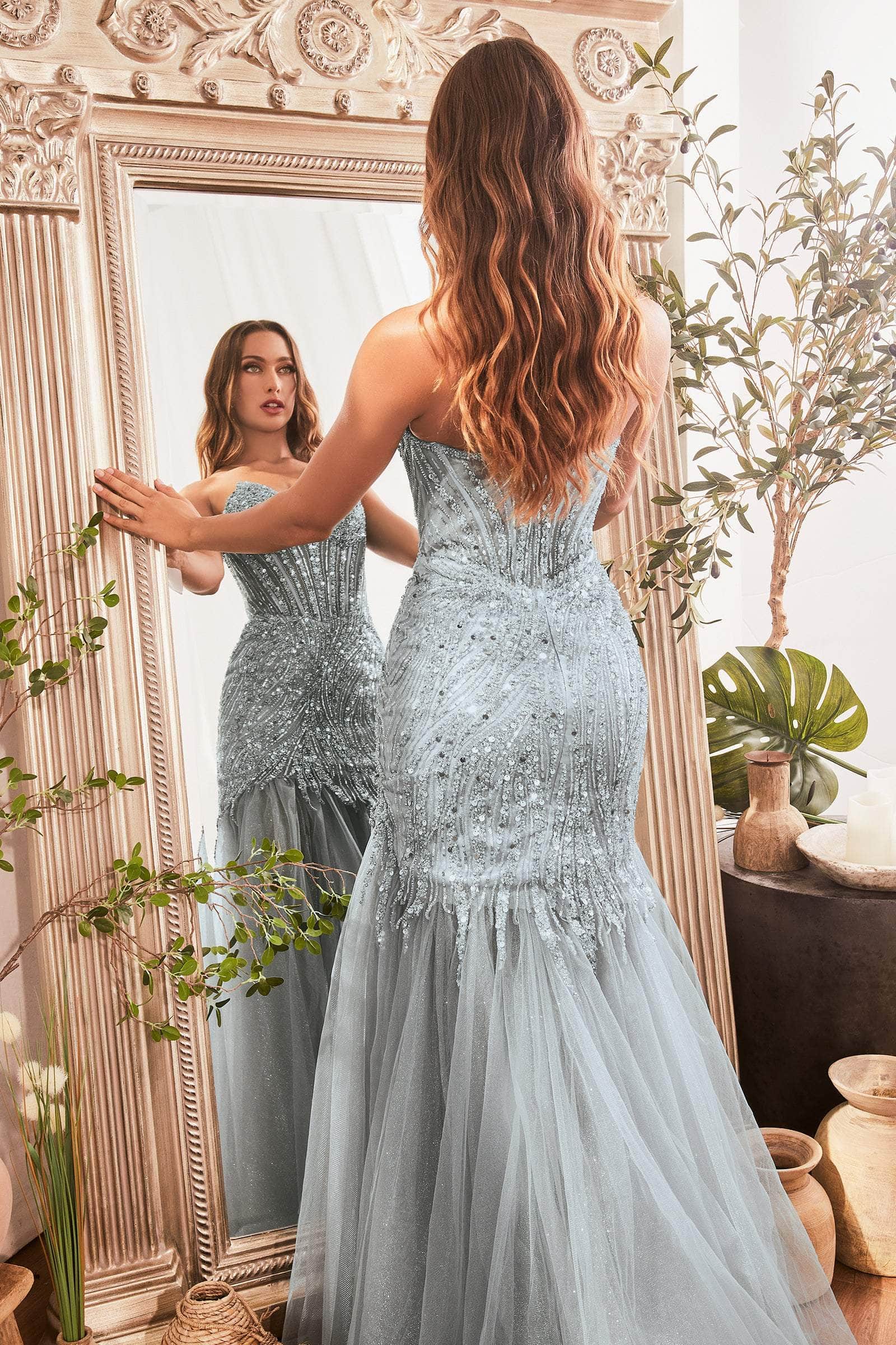 Cinderella Divine CD0214 - Stone Embellished Off-Shoulder Gown - Silhouette Dresses