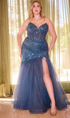 Cinderella Divine CD0214C - V-Neckline Mermaid Silhouette Evening Dress