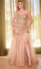 Cinderella Divine CD0214C - V-Neckline Mermaid Silhouette Evening Dress