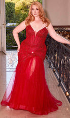 Cinderella Divine CD0214C - V-Neckline Mermaid Silhouette Evening Dress