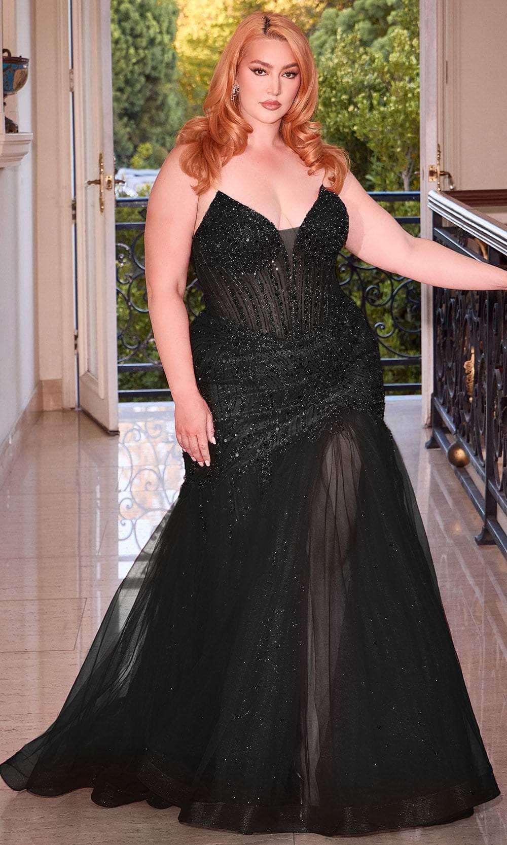 Cinderella Divine CD0214C - V-Neckline Mermaid Silhouette Evening Dress - Silhouette Dresses