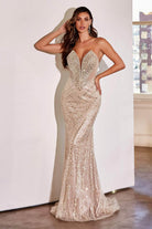 Cinderella Divine CD0216 - Sheath Gown with Bead Embellishments - detail view
