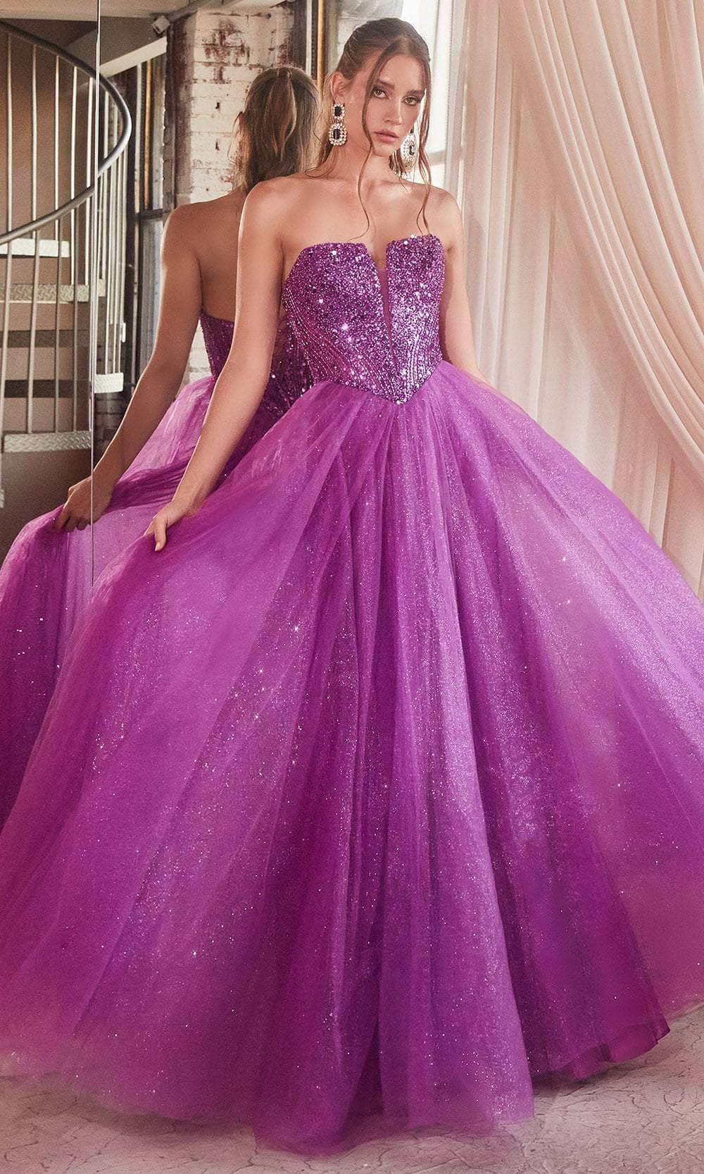 Cinderella Divine CD0217 - Prom Gown with Plunging V-Neck and Basque Waist - designer prom dress at Silhouette Dresses