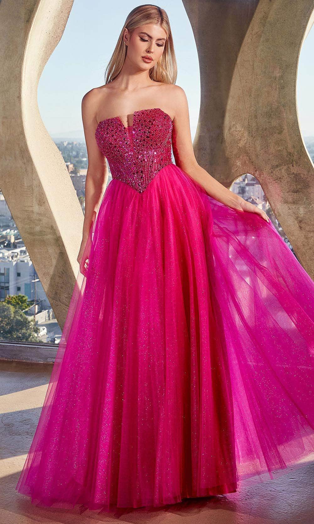 Cinderella Divine CD0217 - Prom Gown with Plunging V-Neck and Basque Waist - view 9