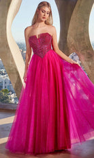 Cinderella Divine CD0217 - Prom Gown with Plunging V-Neck and Basque Waist - view 9