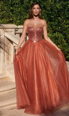 Cinderella Divine CD0217 - Prom Gown with Plunging V-Neck and Basque Waist - view 11