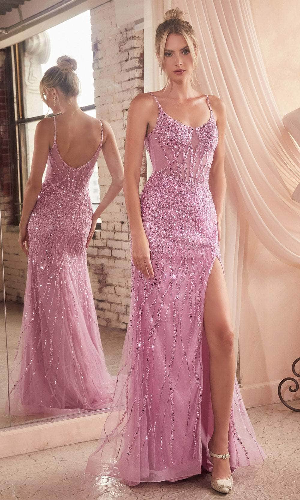 Cinderella Divine CD0220 - Scoop Neck Prom Gown with Beaded Illusion Bodice - view 5