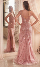 Cinderella Divine CD0220 - Scoop Neck Prom Gown with Beaded Illusion Bodice - view 4