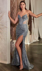 Cinderella Divine CD0227 - Prom Dress with Sequins and Plunging V-Neck