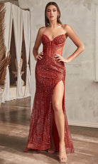 Cinderella Divine CD0227 - Prom Dress with Sequins and Plunging V-Neck