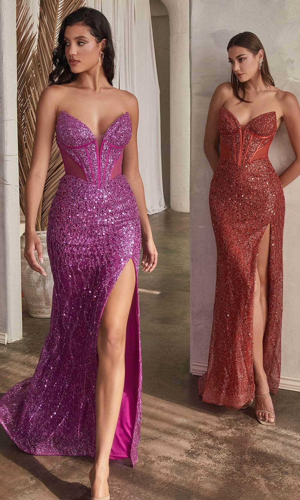 Cinderella Divine CD0227 - Prom Dress with Sequins and Plunging V-Neck - view 12