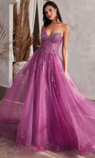 Cinderella Divine CD0230 - A-Line Prom Gown with Beaded Appliques - Silhouette Dresses