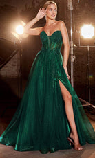 Cinderella Divine CD0230 - A-Line Prom Gown with Beaded Appliques - view 5