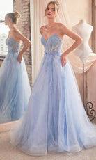Cinderella Divine CD0230 - A-Line Prom Gown with Beaded Appliques - view 7