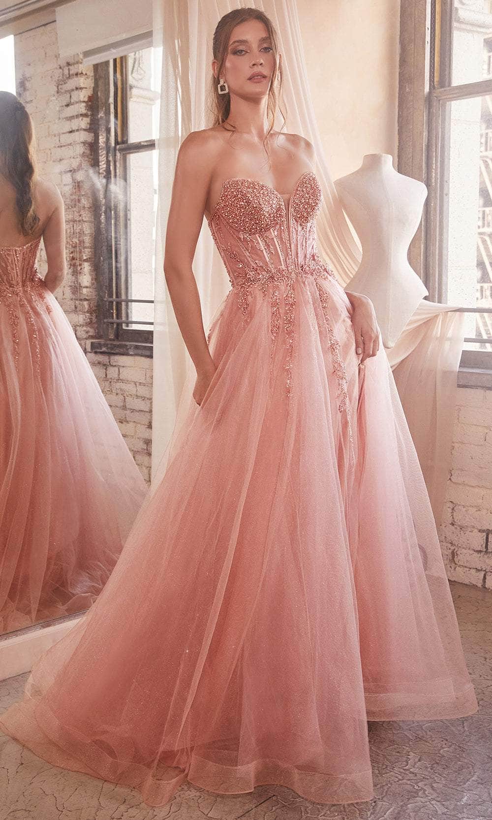 Cinderella Divine CD0230 - A-Line Prom Gown with Beaded Appliques - view 8