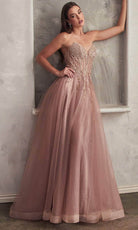 Cinderella Divine CD0230 - A-Line Prom Gown with Beaded Appliques - view 6