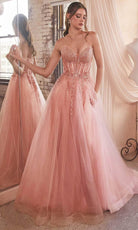 Cinderella Divine CD0230 - A-Line Prom Gown with Beaded Appliques - view 9