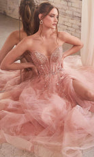 Cinderella Divine CD0230 - A-Line Prom Gown with Beaded Appliques - view 10