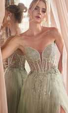 Cinderella Divine CD0230 - A-Line Prom Gown with Beaded Appliques - view 12