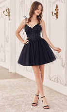Cinderella Divine CD0236 - Ribbon Strap Detailed Cocktail Gown - Silhouette Dresses