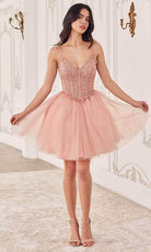 Cinderella Divine CD0236 - Ribbon Strap Detailed Cocktail Gown - view 4