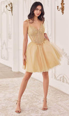 Cinderella Divine CD0236 - Ribbon Strap Detailed Cocktail Gown - view 6