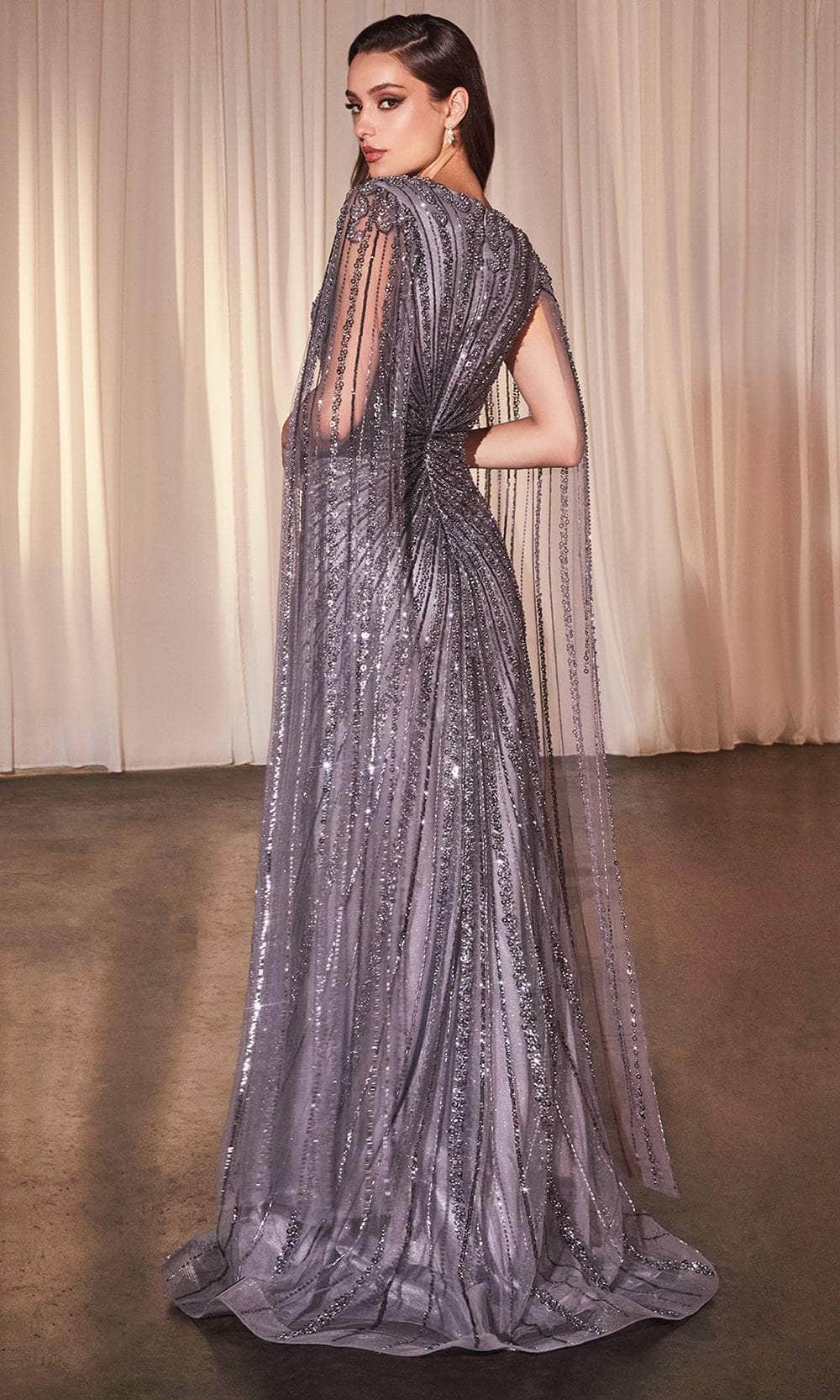 Cinderella Divine CD0239 - Embellished  Cape Sleeves Prom Dress