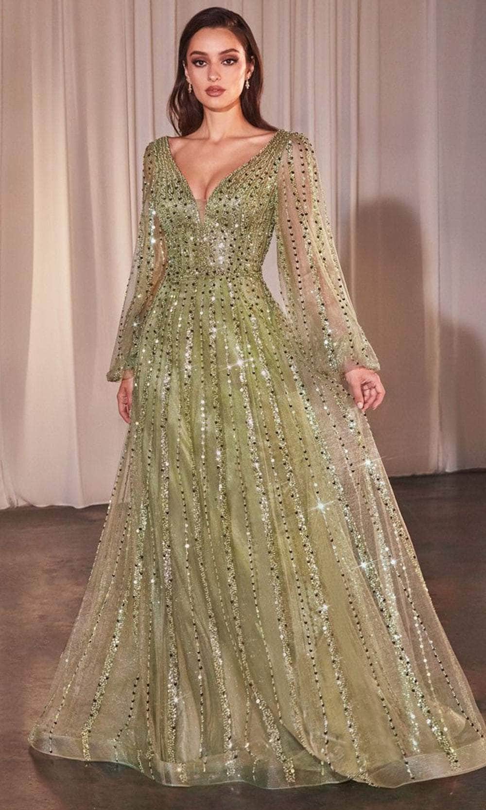Cinderella Divine CD0240 - Bishop Sleeve Sheer Evening Gown - view 5