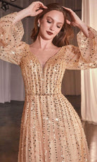 Cinderella Divine CD0240 - Bishop Sleeve Sheer Evening Gown - view 4