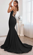 Cinderella Divine CD2219 - Scoop Open Back Prom Dress - back view