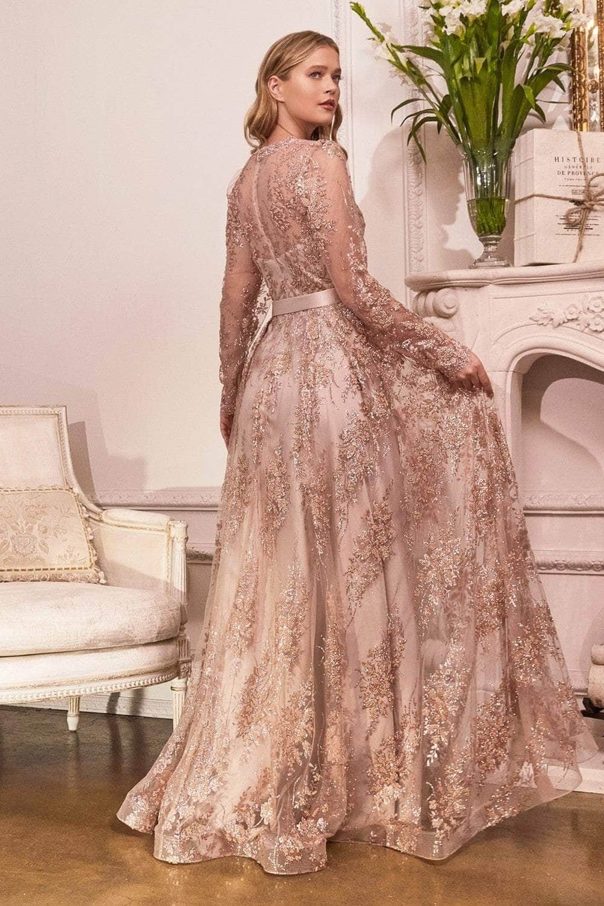 Cinderella Divine CD233C - Long sleeve A-Line Long Dress
