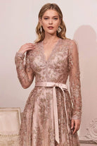 Cinderella Divine CD233C - Long sleeve A-Line Long Dress