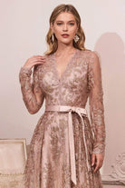 Cinderella Divine CD233C - Long sleeve A-Line Long Dress - view 4