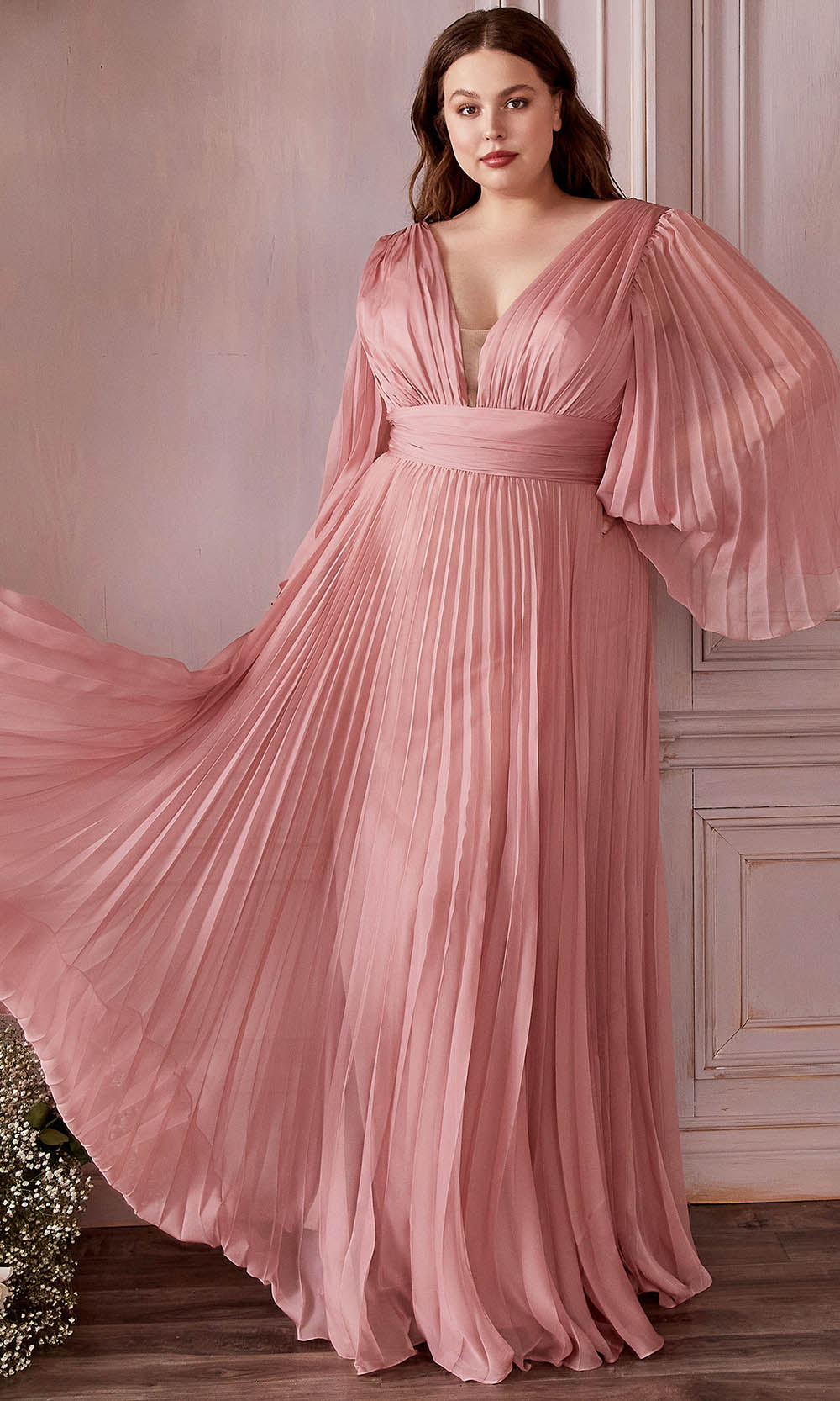 Cinderella Divine CD242C - Bell Sleeve Evening Gown - back view