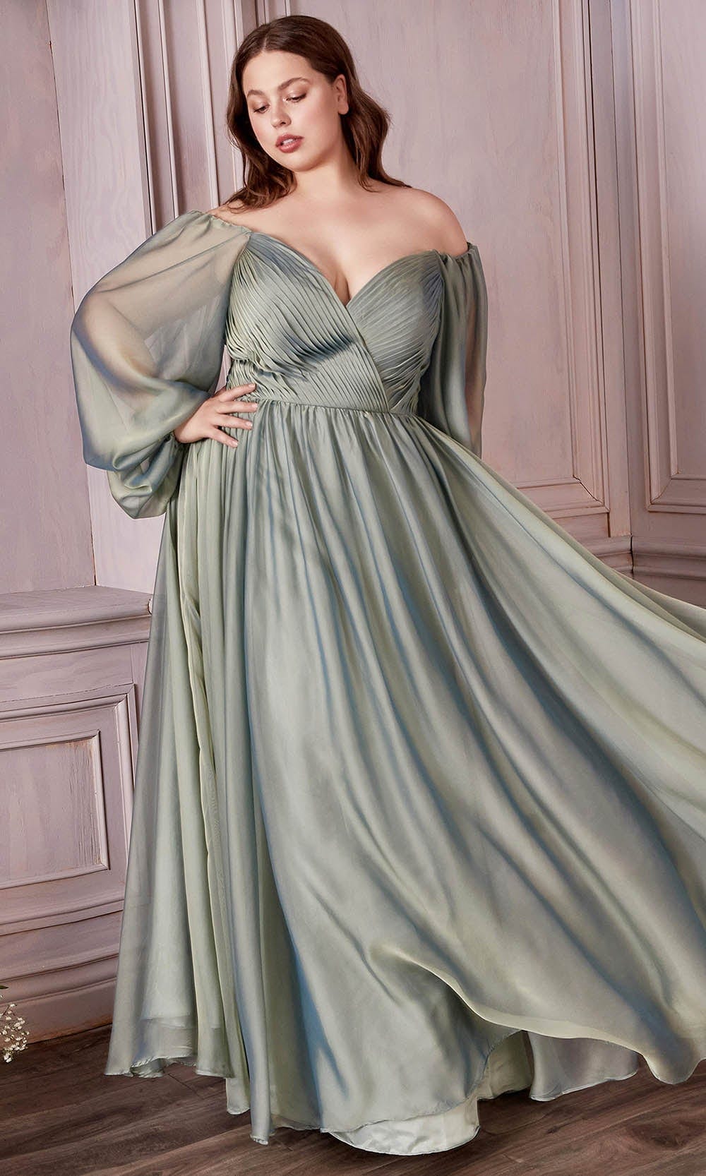Cinderella Divine CD243C - Bishop Sleeve Prom Gown - view 7